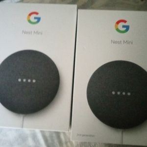 Pair of NEW 2nd Generation Google Nest Mini Speakers